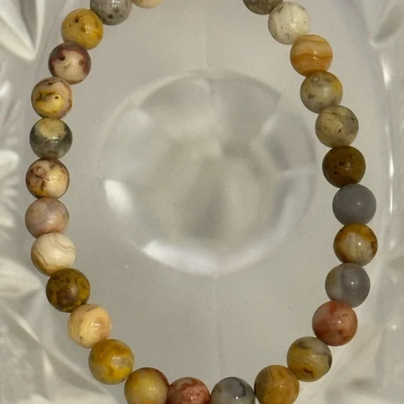 Three Beaded Stretch Bracelets - Angelite, Crazy Lace Agate and Carnelian - Picture 4 of 4
